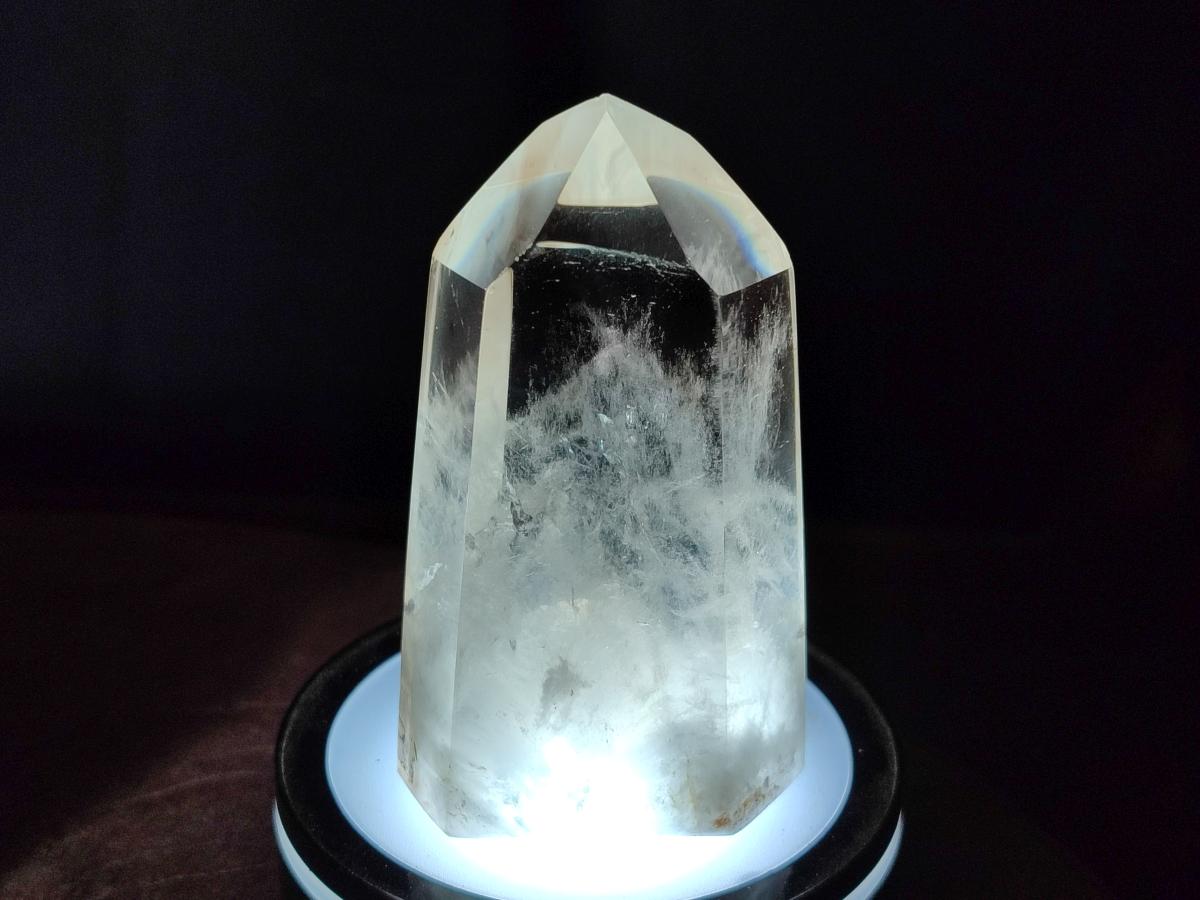 Polished Mix of Wispy Smokey Window Quartz Crystals x 4 From Madagascar