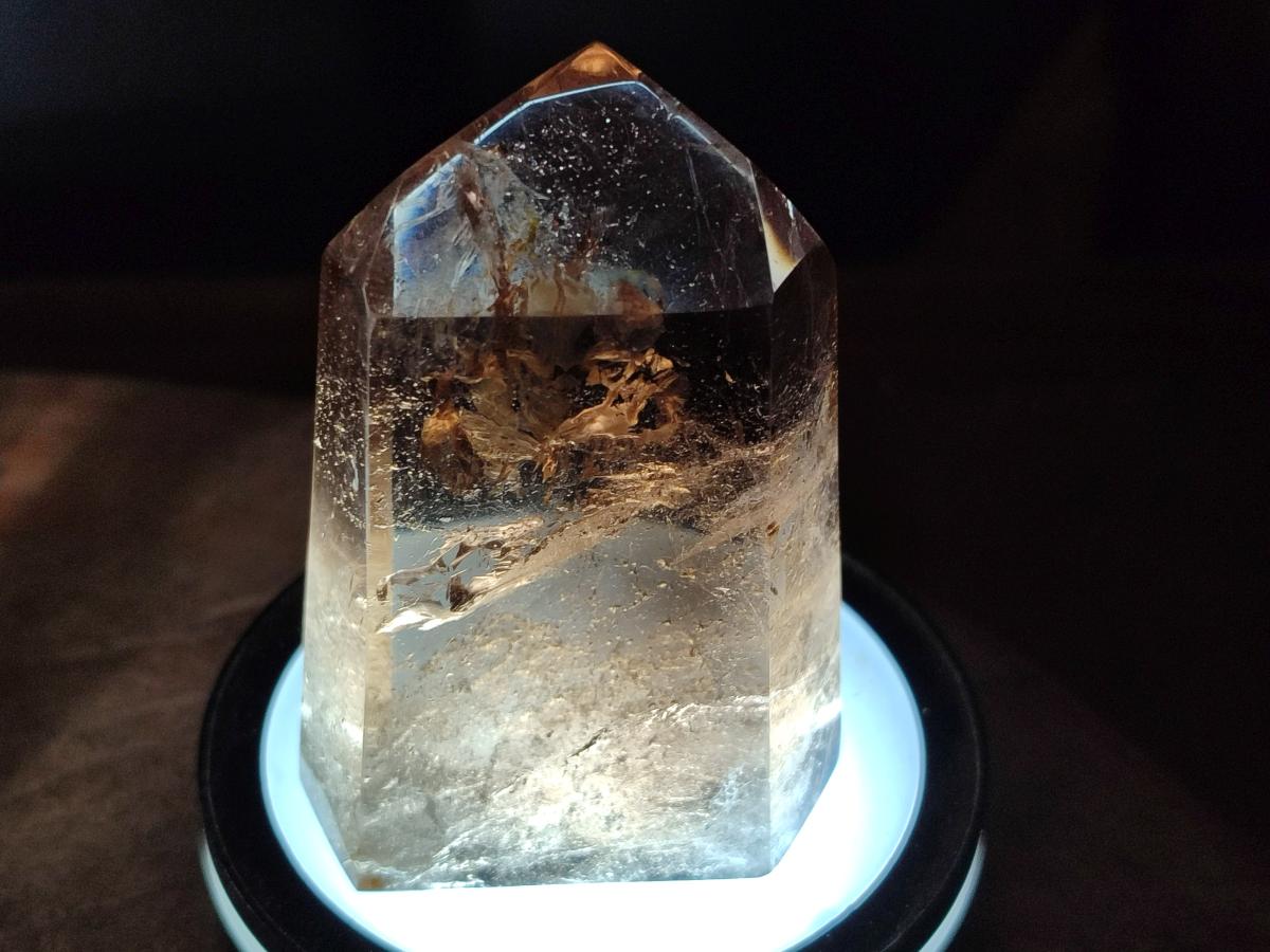 Polished Mix of Wispy Smokey Window Quartz Crystals x 4 From Madagascar