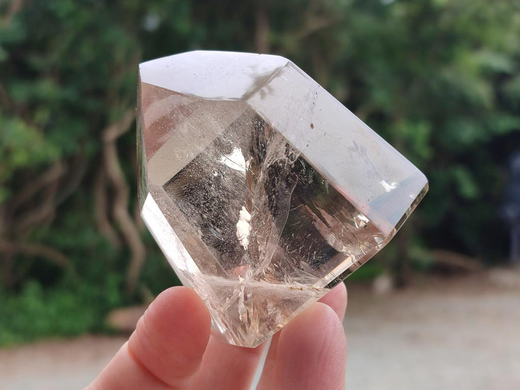 Polished Mix of Wispy Smokey Window Quartz Crystals x 4 From Madagascar