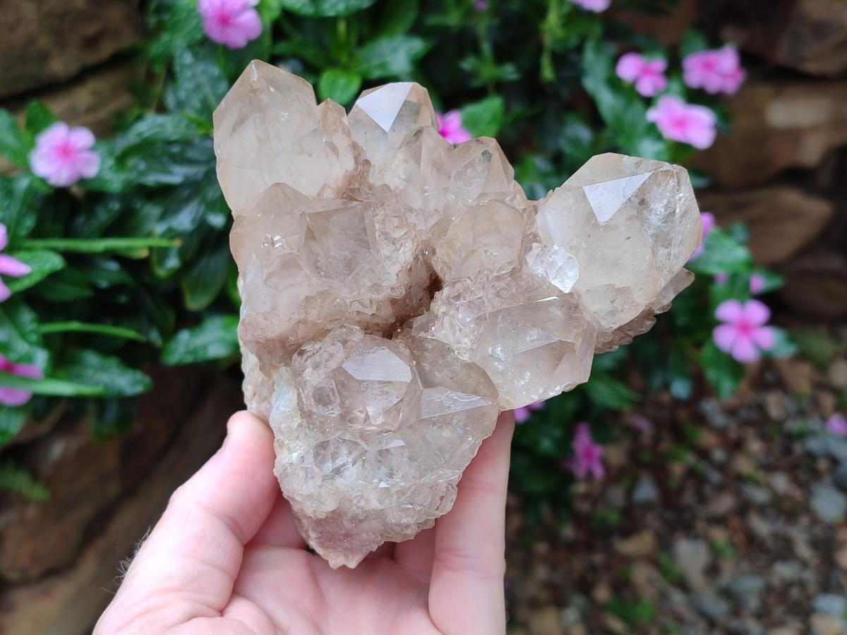 Natural Cascading White Phantom Smokey Luena Quartz Clusters x 2 From Luena, Congo - Toprock Gemstones and Minerals 