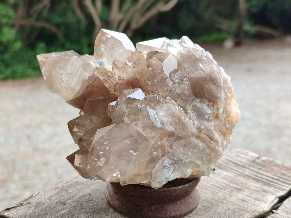 Natural Cascading White Phantom Smokey Luena Quartz Clusters x 2 From Luena, Congo - Toprock Gemstones and Minerals 