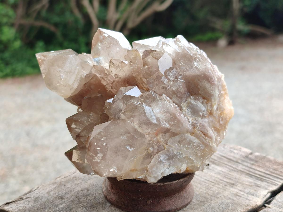 Natural Cascading White Phantom Smokey Luena Quartz Clusters x 2 From Luena, Congo - Toprock Gemstones and Minerals 