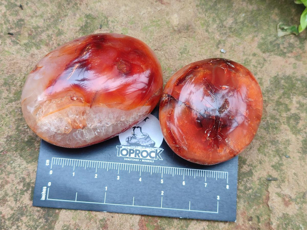 Polished and Natural Carnelian Agate Gemstone Galets x 12 From Madagascar