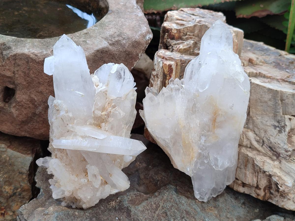 Natural Mix of Cascading "Anananas" Candle Quartz Clusters x 4 From Antsirabe, Madagascar - Toprock Gemstones and Minerals 