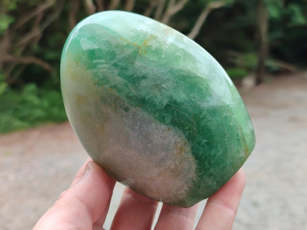 Polished Green Fluorite Standing Display Pieces x 3 From Madagascar - Toprock Gemstones and Minerals 