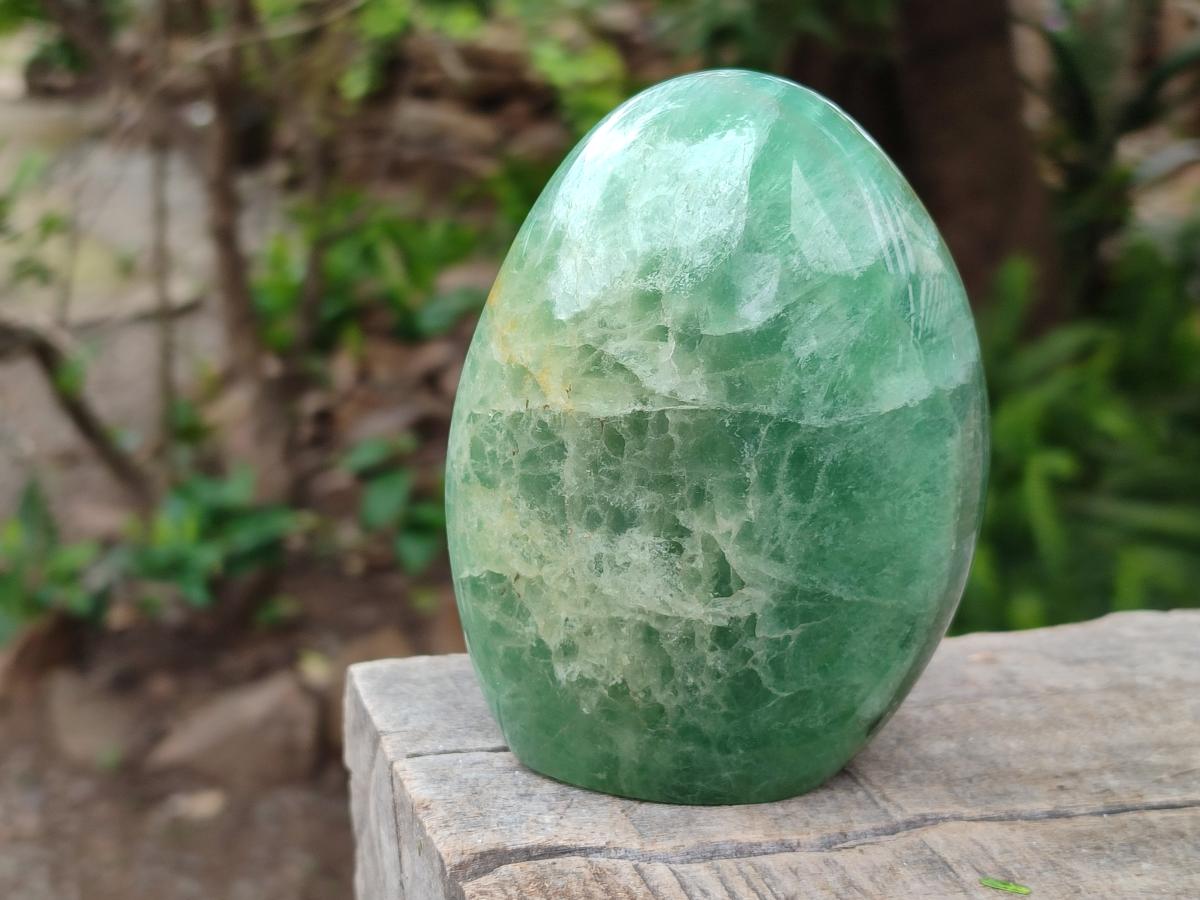 Polished Green Fluorite Standing Display Pieces x 3 From Madagascar - Toprock Gemstones and Minerals 