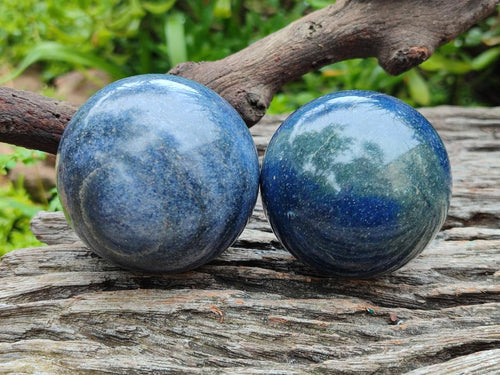 Polished Blue Lazulite Spheres  x 6 From Madagascar