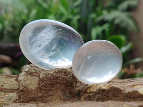 Polished Girasol Pearl Quartz Palm Stones x 35 From Ambatondrazaka, Madagascar - Toprock Gemstones and Minerals 