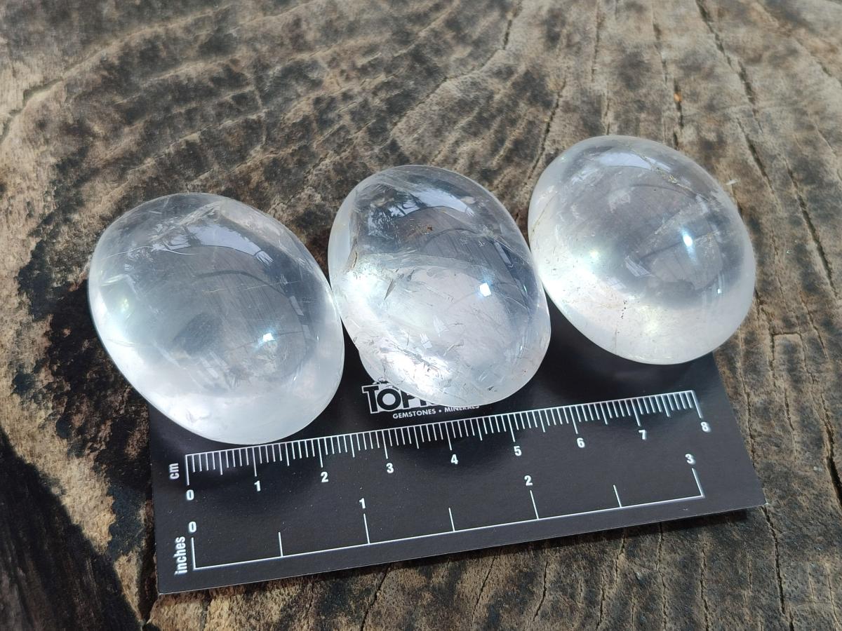 Polished Girasol Pearl Quartz Palm Stones x 35 From Ambatondrazaka, Madagascar - Toprock Gemstones and Minerals 