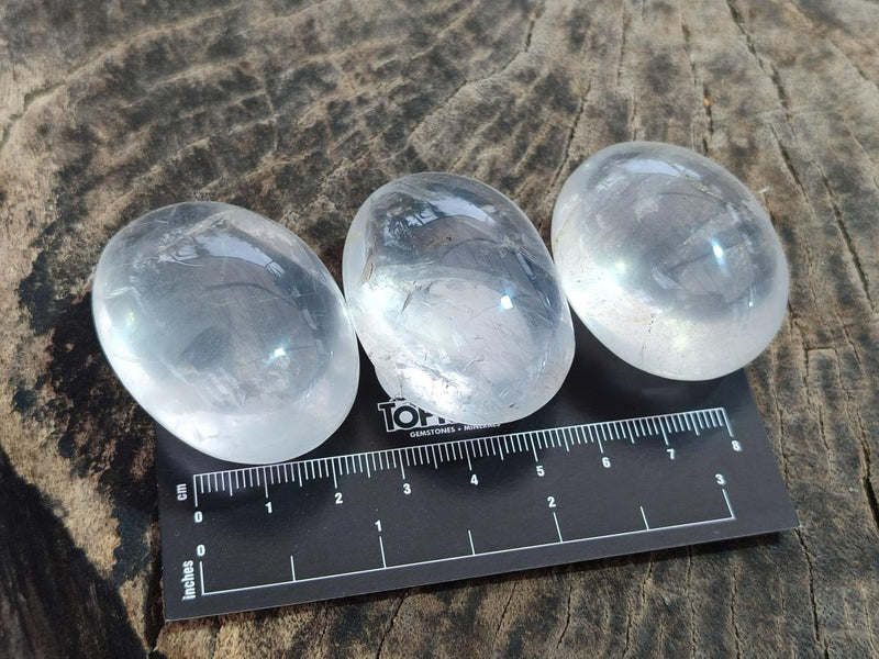 Polished Girasol Pearl Quartz Palm Stones x 35 From Ambatondrazaka, Madagascar - Toprock Gemstones and Minerals 