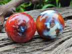 Polished Carnelian Agate Gemstone Spheres x 6 From Madagascar - Toprock Gemstones and Minerals 