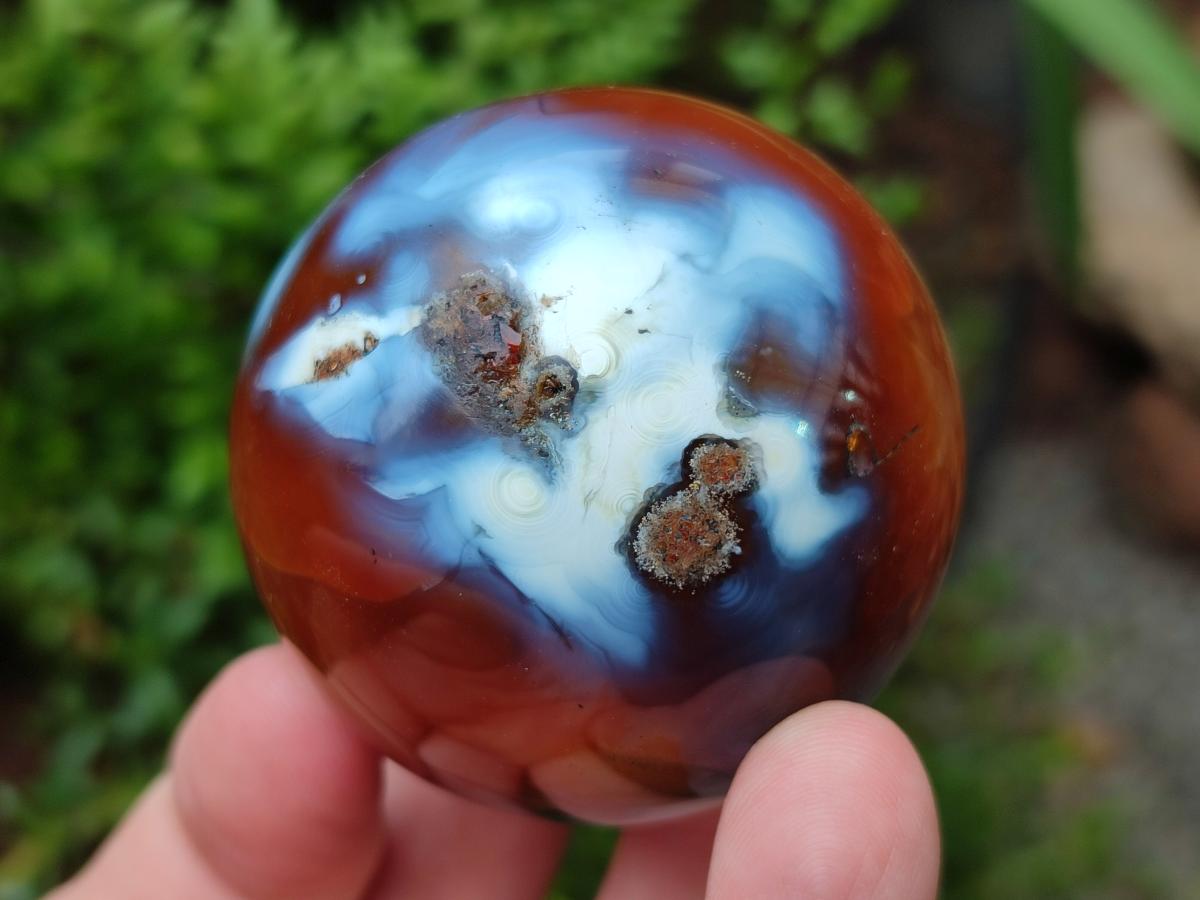Polished Carnelian Agate Gemstone Spheres x 6 From Madagascar - Toprock Gemstones and Minerals 