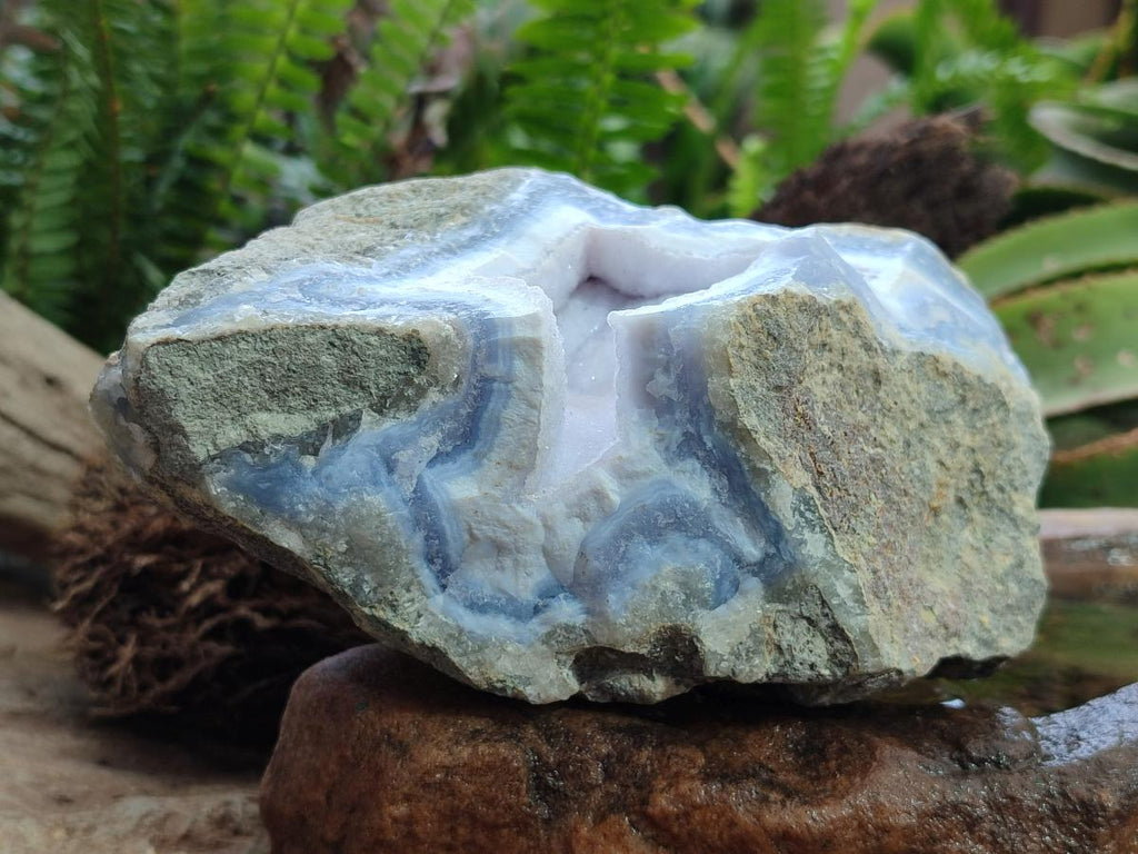 Natural Blue Lace Agate Specimens x 2 From Nsanje, Malawi - Toprock Gemstones and Minerals 
