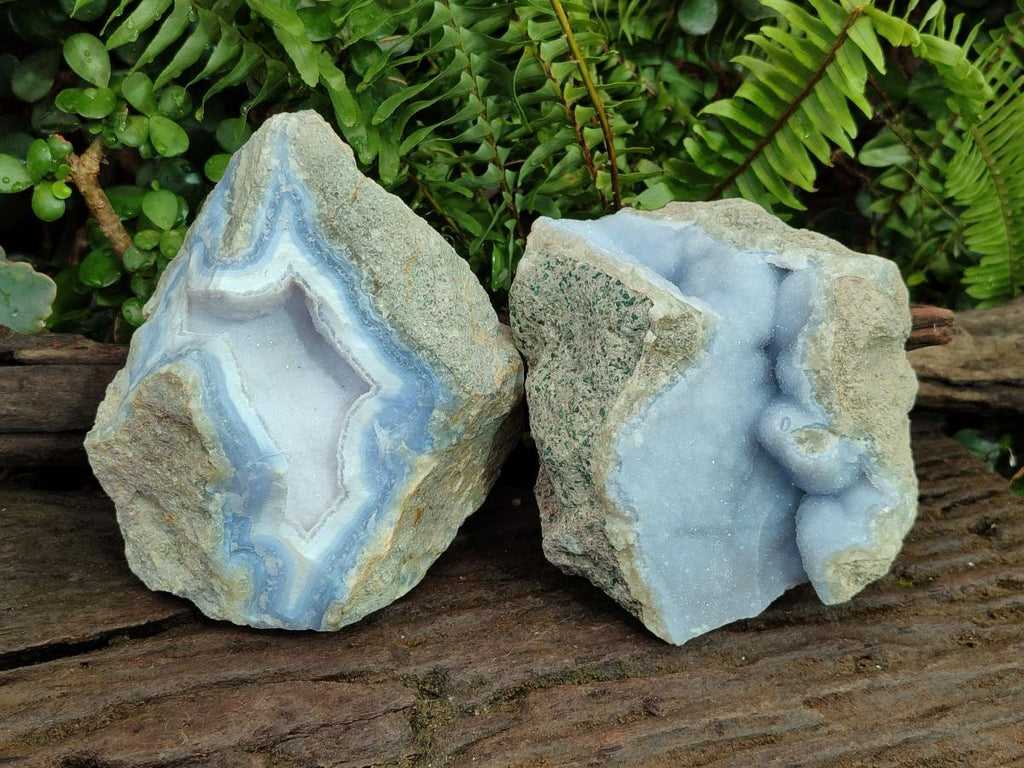 Natural Blue Lace Agate Specimens x 2 From Nsanje, Malawi - Toprock Gemstones and Minerals 