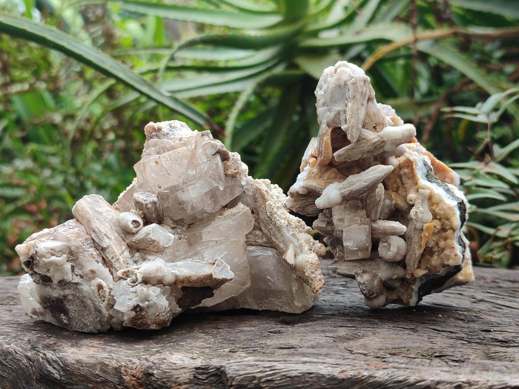 Natural Rhombohedral and Spearhead Calcite Specimens with Phosphorus Aragonite x 2 From Albert's Mountain, Lesotho - Toprock Gemstones and Minerals 