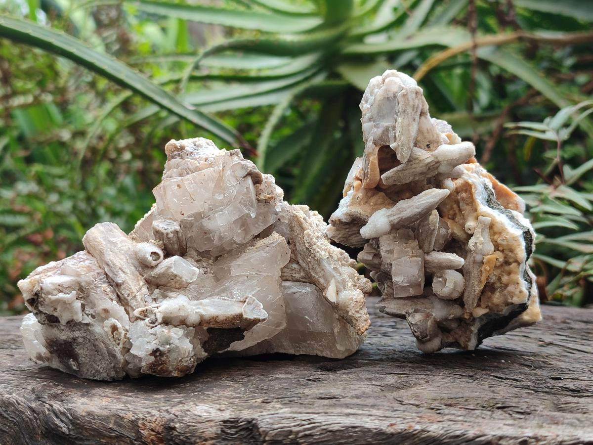 Natural Rhombohedral and Spearhead Calcite Specimens with Phosphorus Aragonite x 2 From Albert's Mountain, Lesotho - Toprock Gemstones and Minerals 