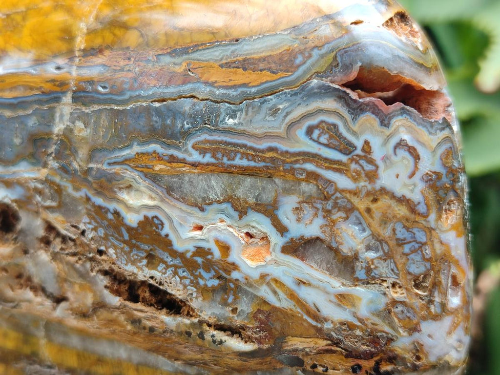 Polished and Natural Golden Nellite Tigers Eye Standing Display Pieces x 2 From Prieska, South Africa - Toprock Gemstones and Minerals 