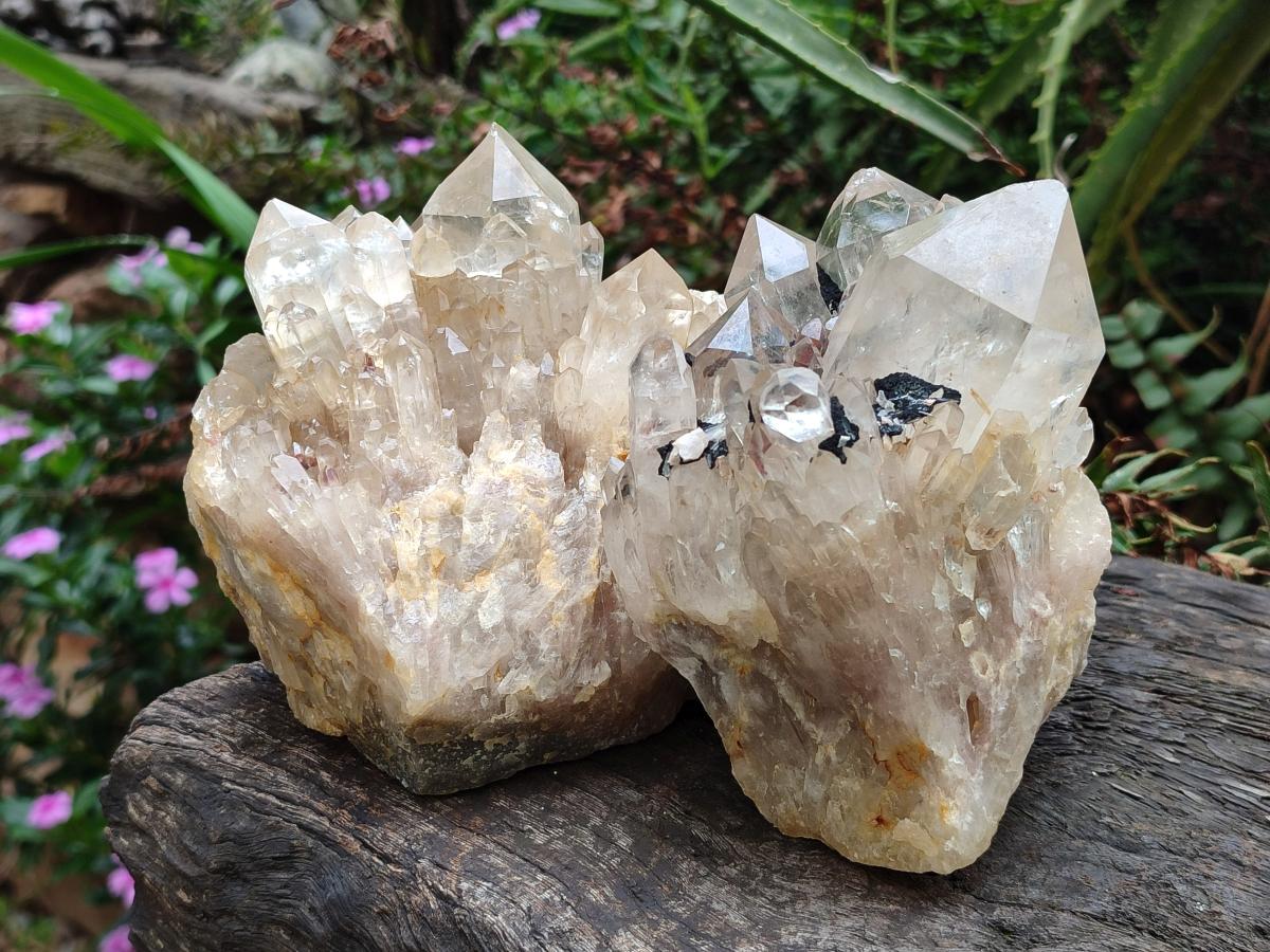 Natural Clear Luena Quartz Clusters x 2 From Luena, Congo - Toprock Gemstones and Minerals 