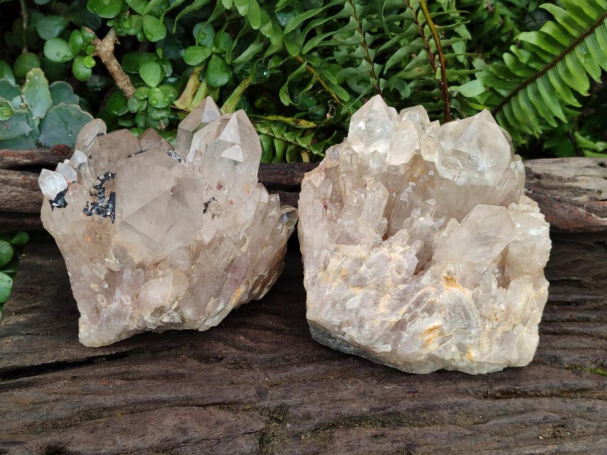 Natural Clear Luena Quartz Clusters x 2 From Luena, Congo - Toprock Gemstones and Minerals 