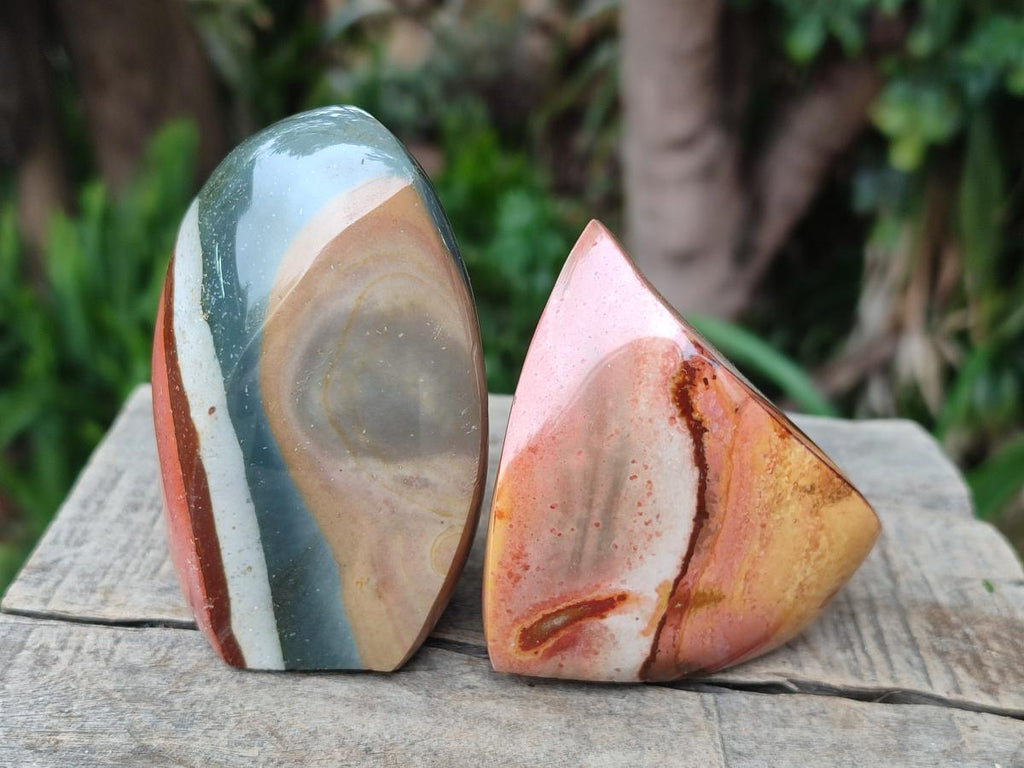 Polished Polychrome Jasper Flames x 6 From Androka, Madagascar - Toprock Gemstones and Minerals 