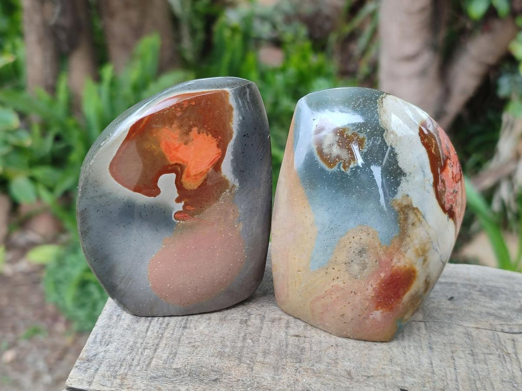 Polished Polychrome Jasper Flames x 6 From Androka, Madagascar - Toprock Gemstones and Minerals 