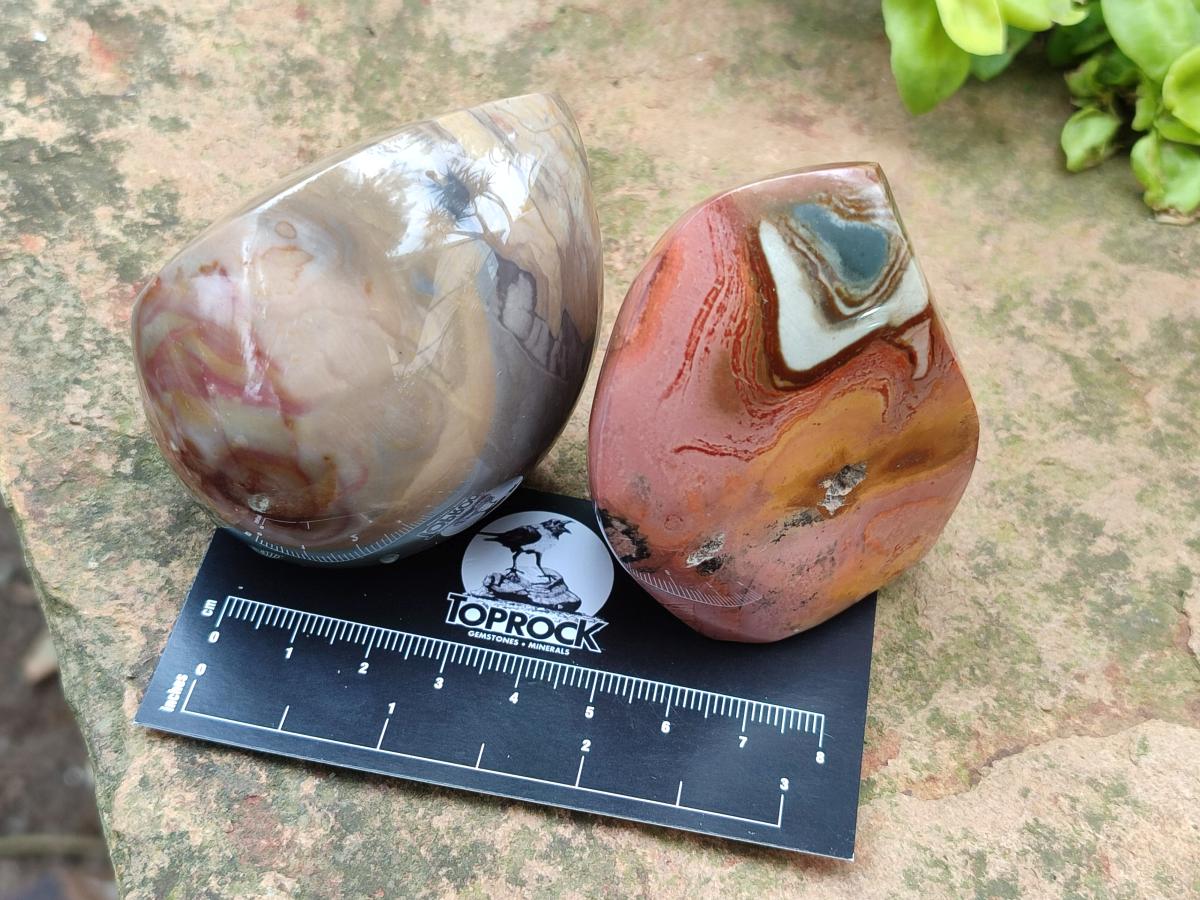 Polished Polychrome Jasper Flames x 6 From Androka, Madagascar - Toprock Gemstones and Minerals 