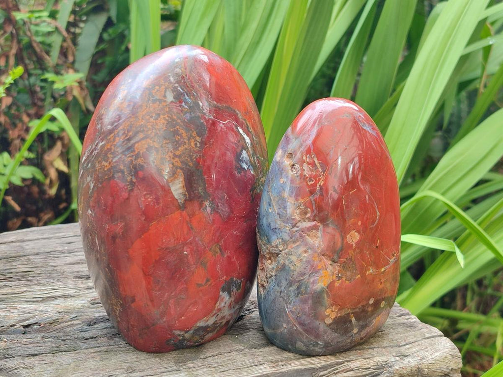 Polished and Natural Red Jasper Standing Display Pieces x 3 From Madagascar - Toprock Gemstones and Minerals 