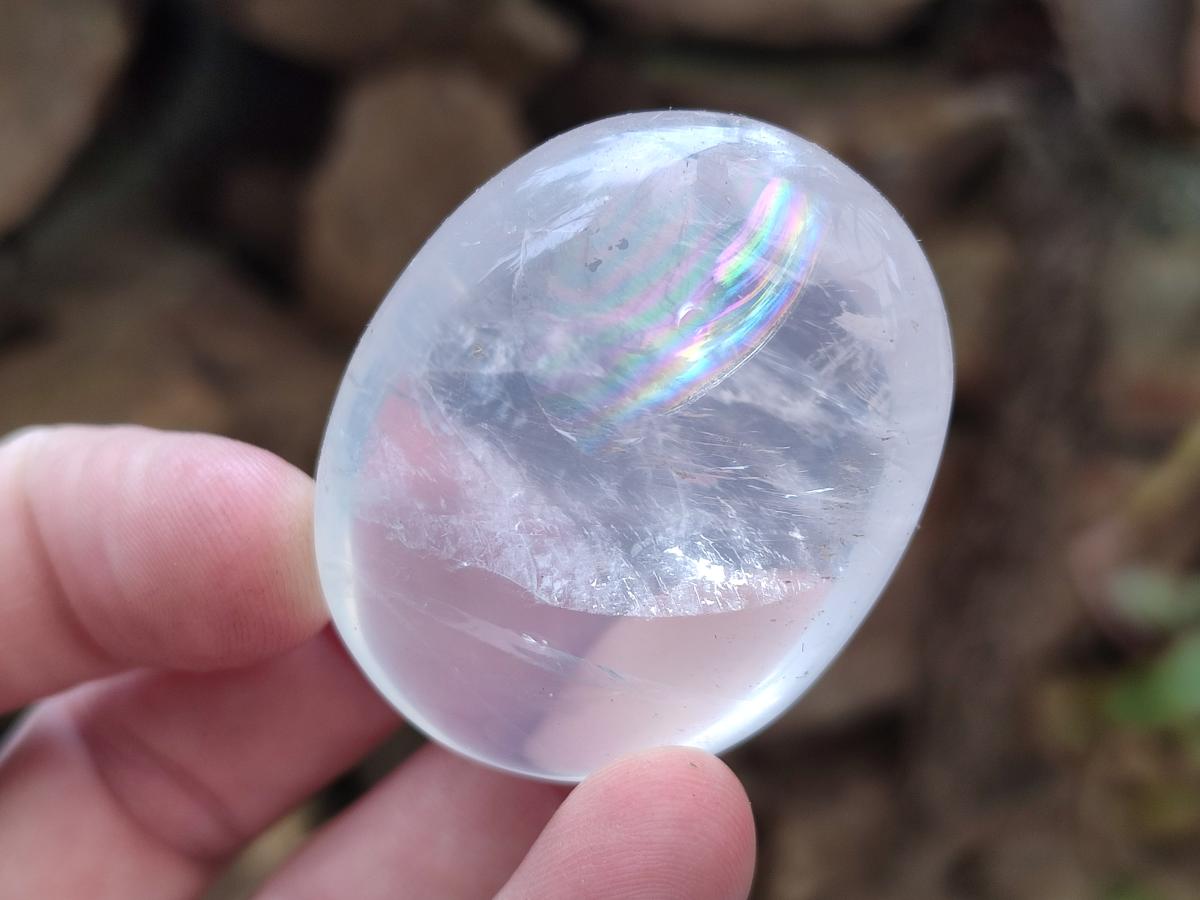 Polished Girasol Pearl Quartz Palm Stones x 20 From Ambatondrazaka, Madagascar - Toprock Gemstones and Minerals 