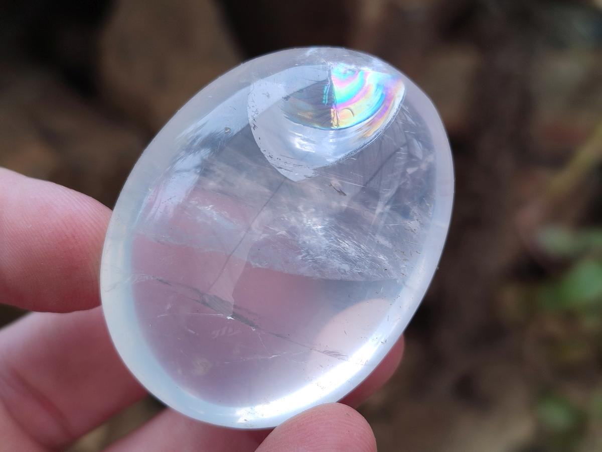 Polished Girasol Pearl Quartz Palm Stones x 20 From Ambatondrazaka, Madagascar - Toprock Gemstones and Minerals 
