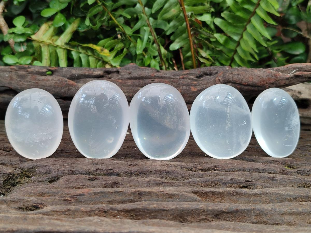 Polished Girasol Pearl Quartz Palm Stones x 20 From Ambatondrazaka, Madagascar - Toprock Gemstones and Minerals 