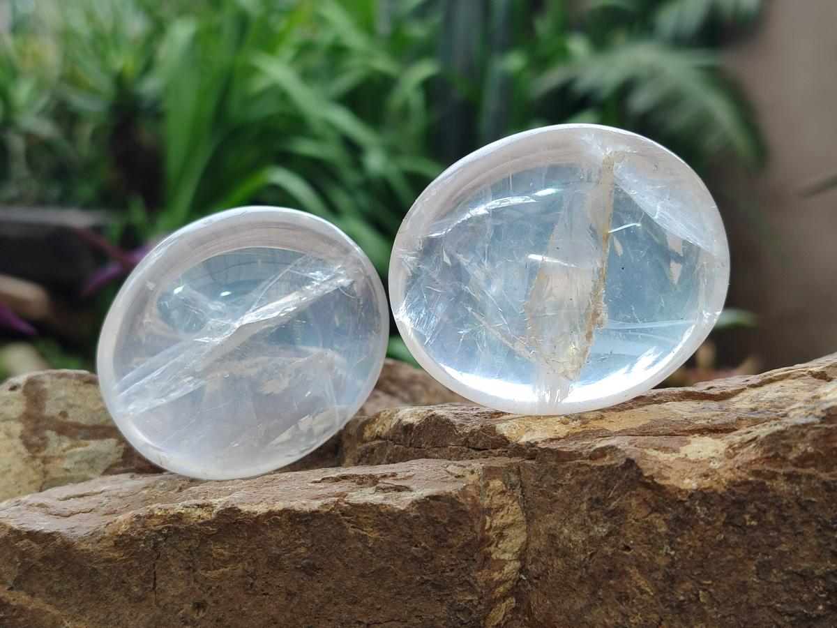 Polished Girasol Pearl Quartz Palm Stones x 20 From Ambatondrazaka, Madagascar - Toprock Gemstones and Minerals 