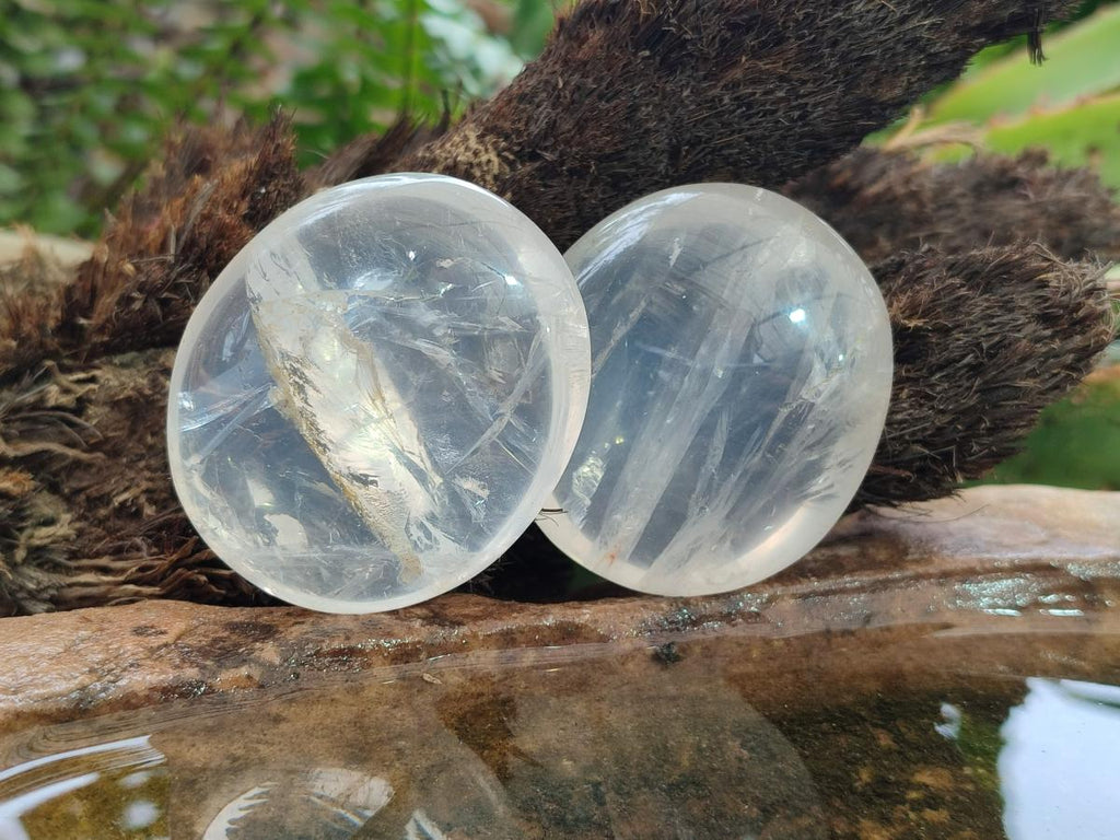 Polished Girasol Pearl Quartz Palm Stones x 20 From Ambatondrazaka, Madagascar - Toprock Gemstones and Minerals 