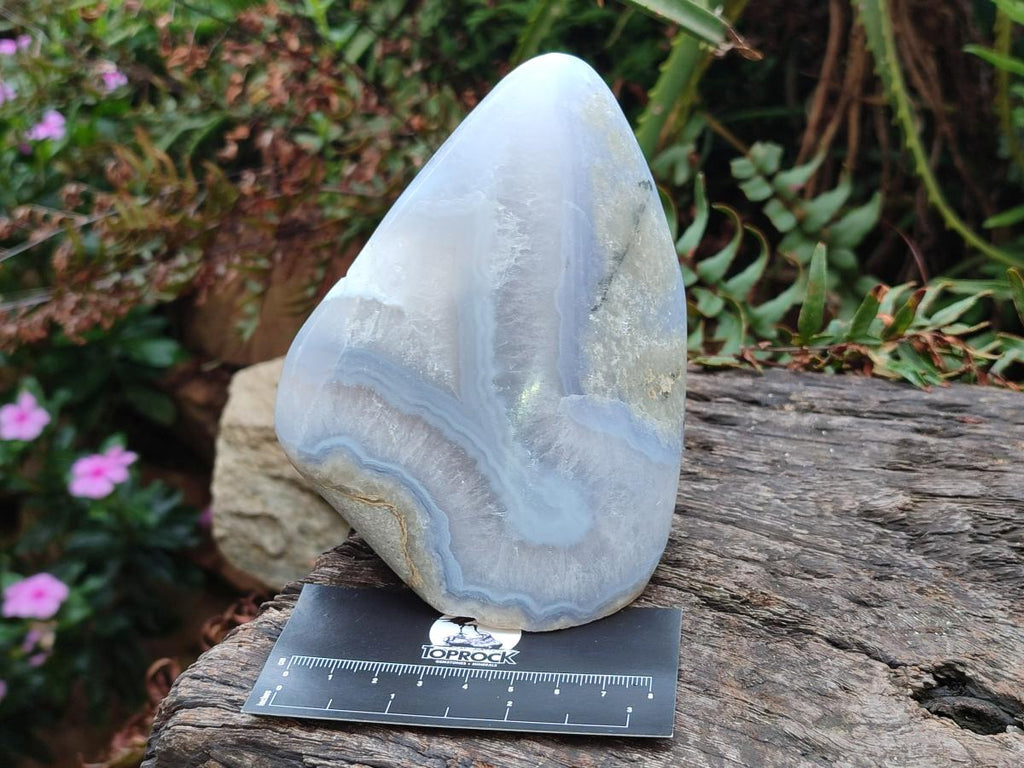 Polished and Natural Blue Lace Agate Standing Display Pieces x 2 From Nsanje, Malawi - Toprock Gemstones and Minerals 