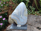 Polished and Natural Blue Lace Agate Standing Display Pieces x 2 From Nsanje, Malawi - Toprock Gemstones and Minerals 