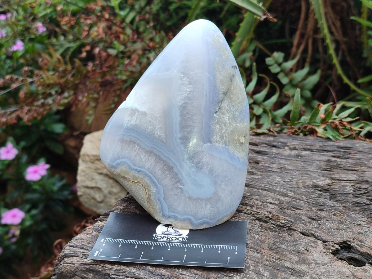 Polished and Natural Blue Lace Agate Standing Display Pieces x 2 From Nsanje, Malawi - Toprock Gemstones and Minerals 