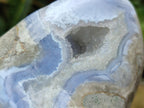 Polished and Natural Blue Lace Agate Standing Display Pieces x 2 From Nsanje, Malawi - Toprock Gemstones and Minerals 
