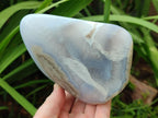 Polished and Natural Blue Lace Agate Standing Display Pieces x 2 From Nsanje, Malawi - Toprock Gemstones and Minerals 
