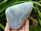 Polished and Natural Blue Lace Agate Standing Display Pieces x 2 From Nsanje, Malawi - Toprock Gemstones and Minerals 