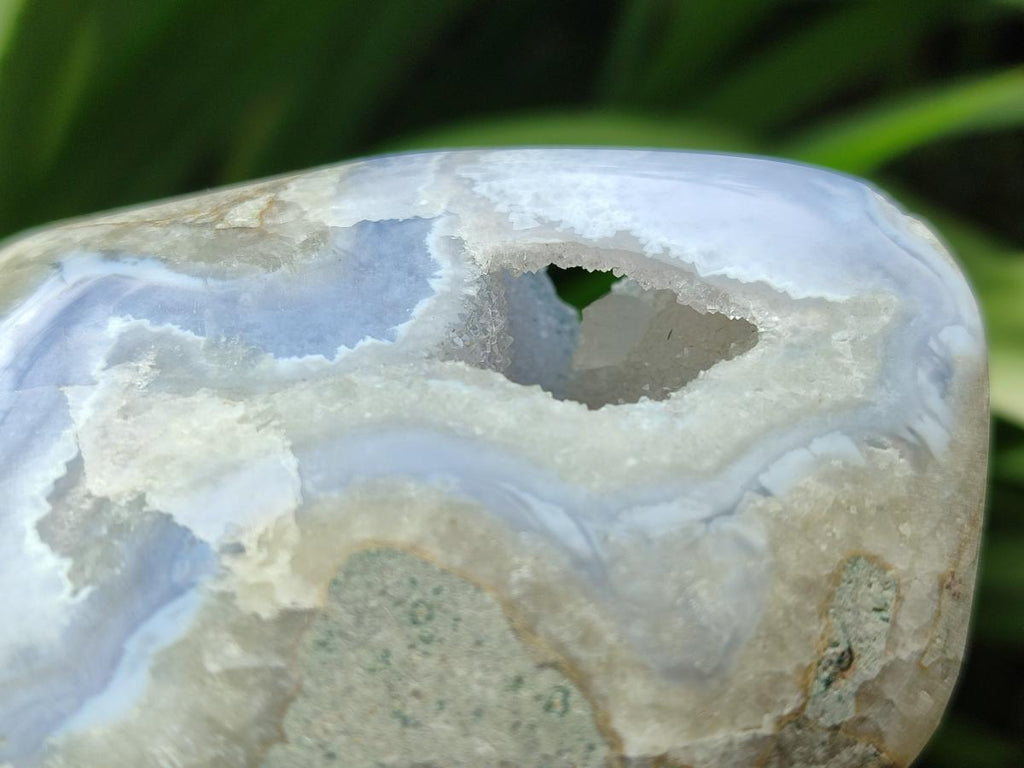 Polished and Natural Blue Lace Agate Standing Display Pieces x 2 From Nsanje, Malawi - Toprock Gemstones and Minerals 