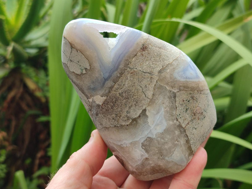 Polished and Natural Blue Lace Agate Standing Display Pieces x 2 From Nsanje, Malawi - Toprock Gemstones and Minerals 