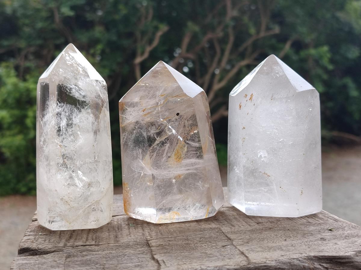 Polished Clear Quartz Crystals x 3 From Madagascar - Toprock Gemstones and Minerals 