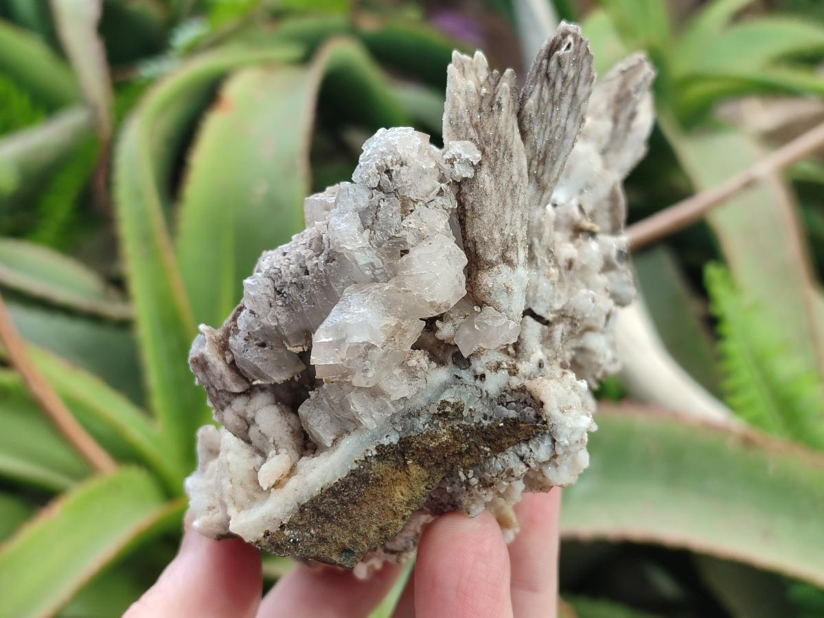 Natural Rhombohedral and Spearhead Calcite Specimens with Phosphorus Aragonite x 2 From Albert's Mountain, Lesotho - Toprock Gemstones and Minerals 