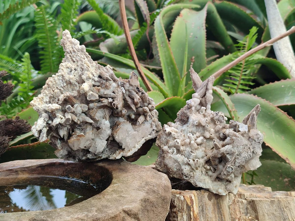 Natural Rhombohedral and Spearhead Calcite Specimens with Phosphorus Aragonite x 2 From Albert's Mountain, Lesotho - Toprock Gemstones and Minerals 