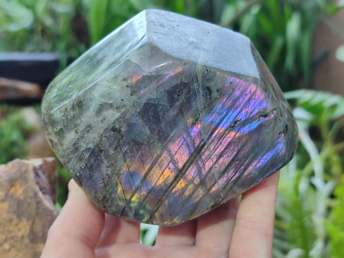 Polished Rare Purple Sunset Flash Labradorite Standing Display Pieces x 2 From Madagascar