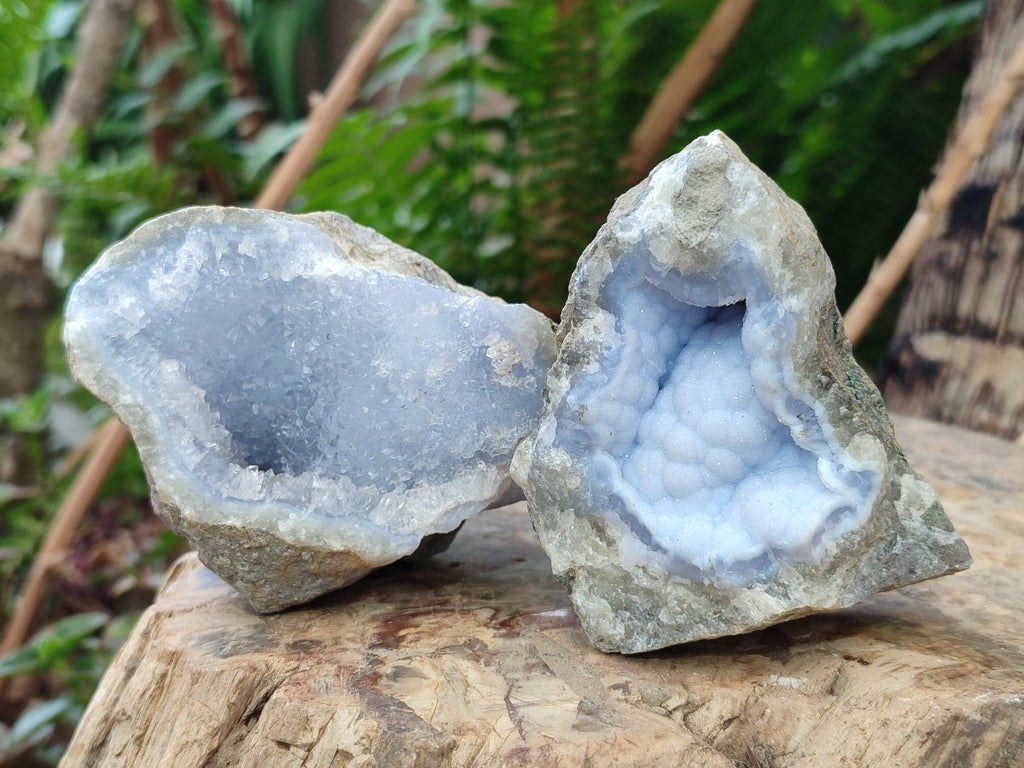 Natural Blue Lace Agate Geode and Vug Specimens x 12 From Nsanje, Malawi
