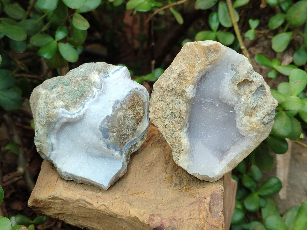 Natural Blue Lace Agate Geode and Vug Specimens x 12 From Nsanje, Malawi