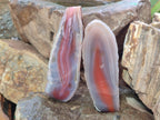 Polished One Side Red Shashe River Agate Nodules x 4 From Shashe River, Zimbabwe