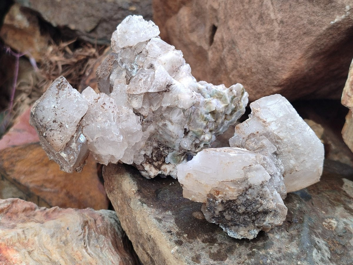 Natural Rhombohedral and Spearhead Calcite Specimens with Phosphorus Aragonite x 3 From Albert's Mountain, Lesotho
