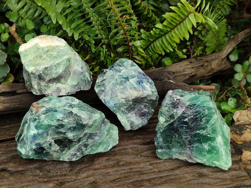 Natural Large Watermelon Fluorite Cobbed Specimens x 4 From Uis, Namibia
