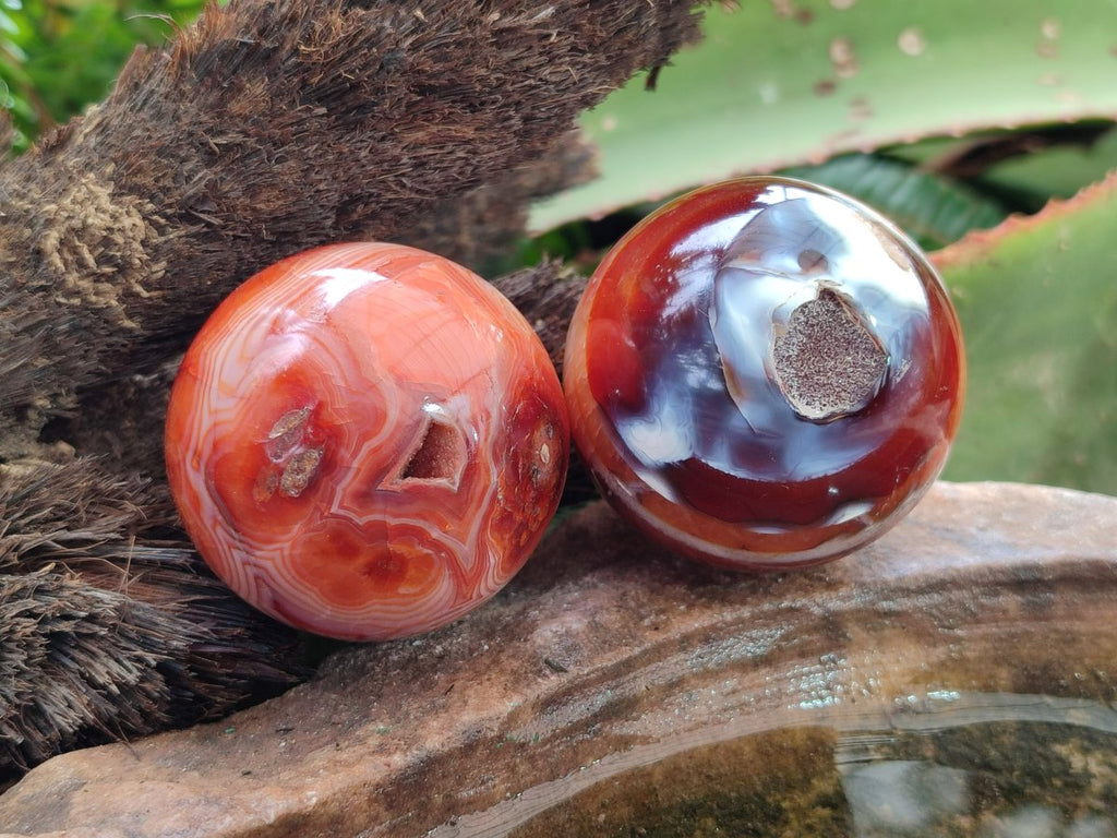 Polished and Natural Carnelian Agate Gemstone Spheres x 12 From Madagascar